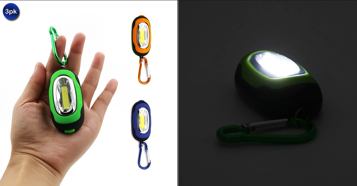 3 Pack LED UltraBright Keychain Light with Carabiner