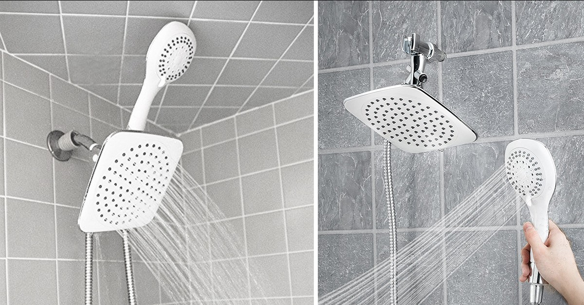 Sunbeam Chrome Dual Shower Massager and Rainfall Head Set