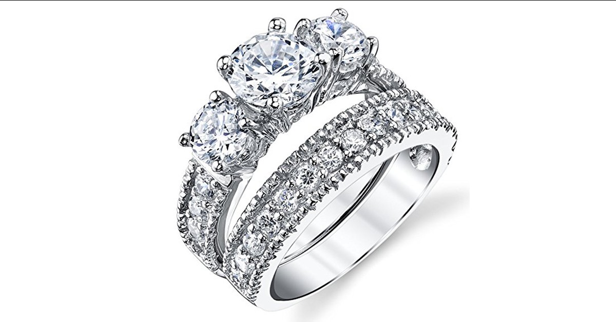 18K White Gold Genuine Crystal Ring