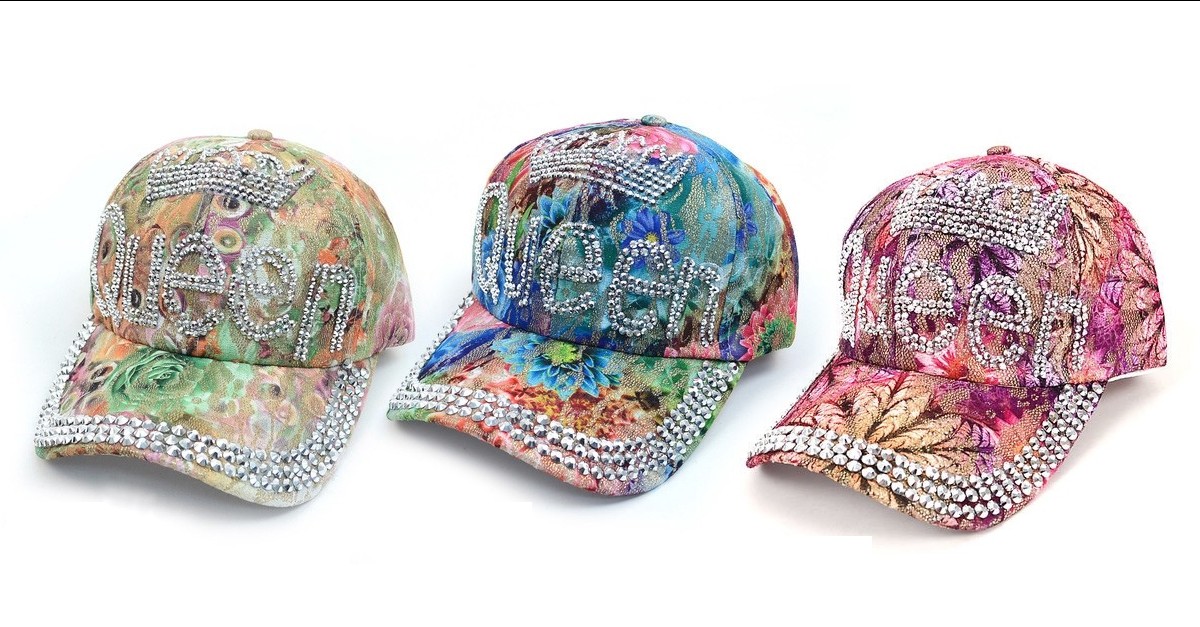 "Queen" Bling Rhinestone Adorned Hat 6 Styles
