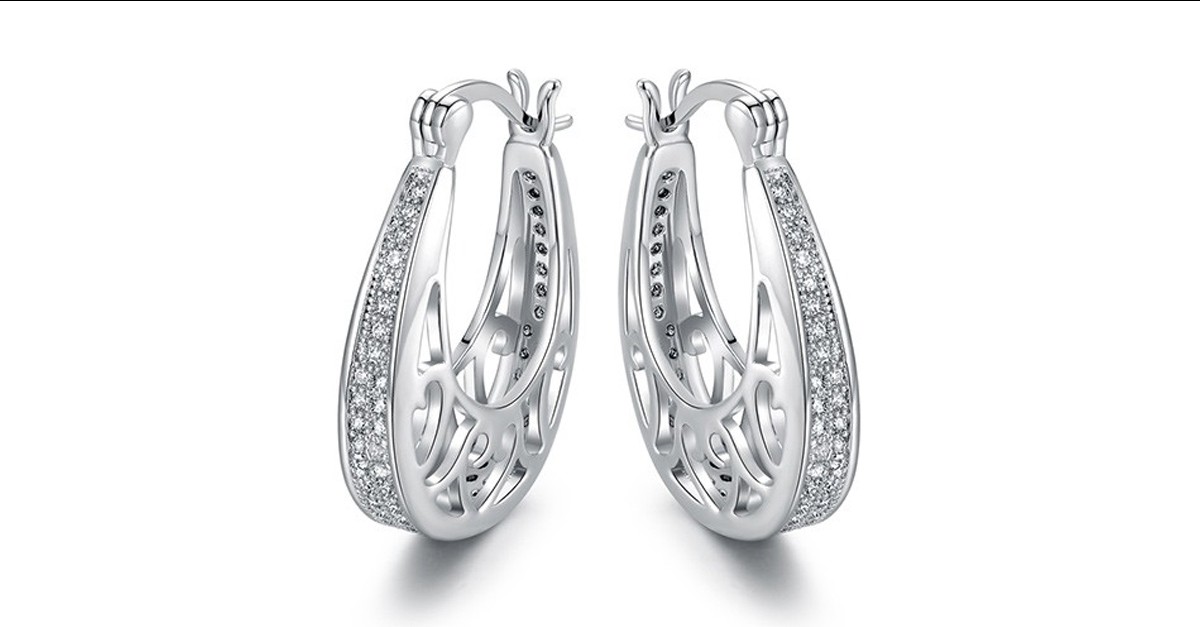 268649c01 White Gold Cubic Zirconia Hoop Earrings