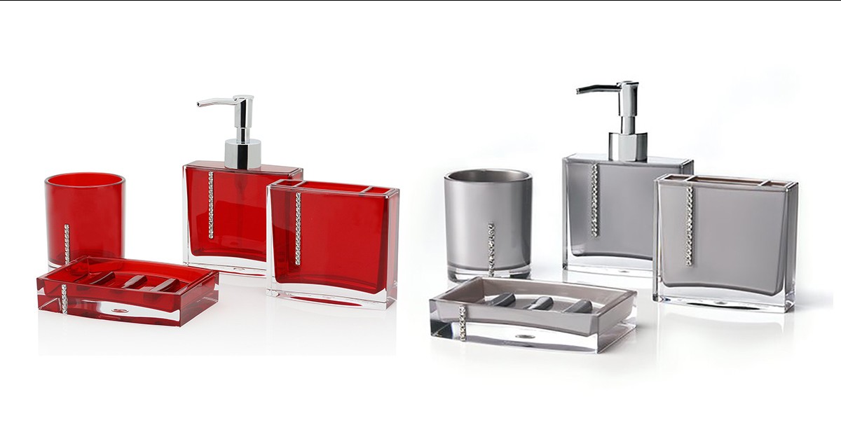 4 Piece Set Immanuel Crystal Bathroom Accessories 4 Colors
