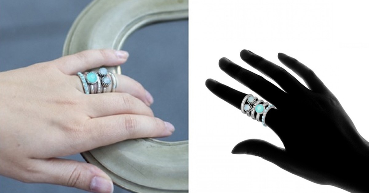 set of 5 stack rings, solid bronze ring, geometric... 5 Piece Stacking Rings Set