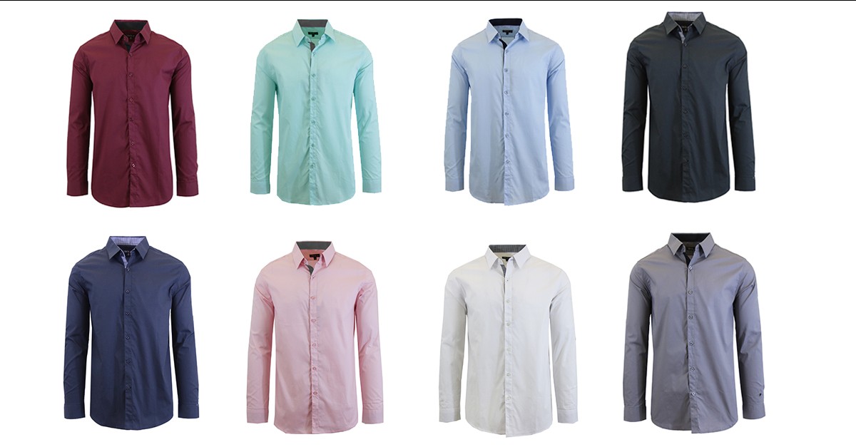 Men's Long Sleeve Solid Dress Shirt 8 Colors