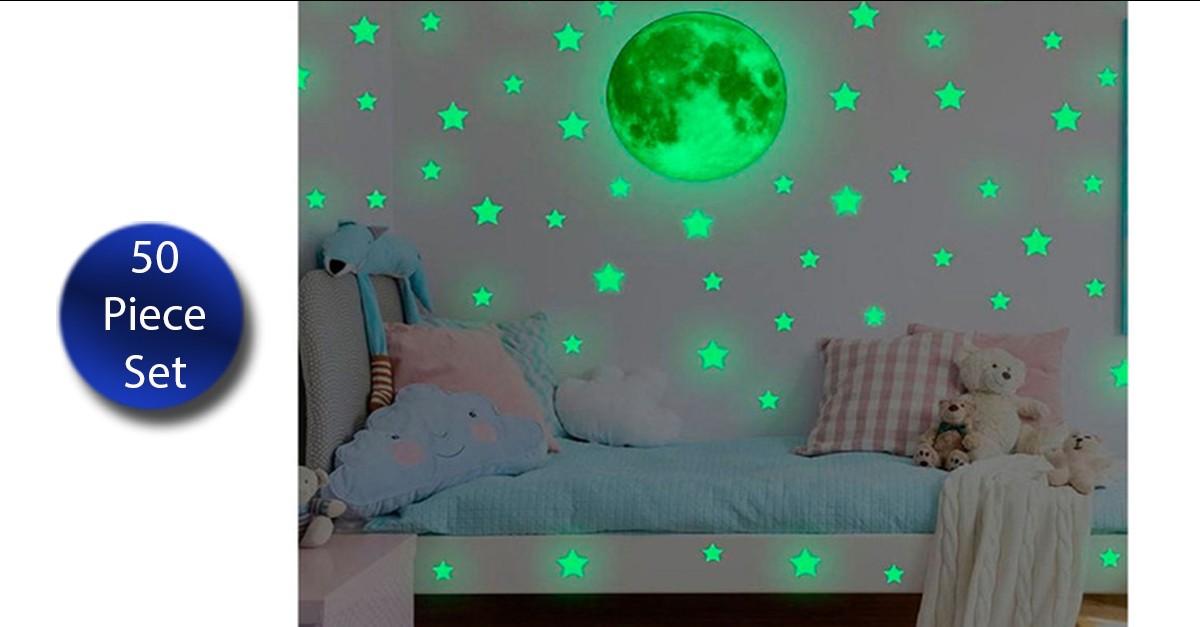 50 Piece Set GlowintheDark Stars with Adhesive Dots