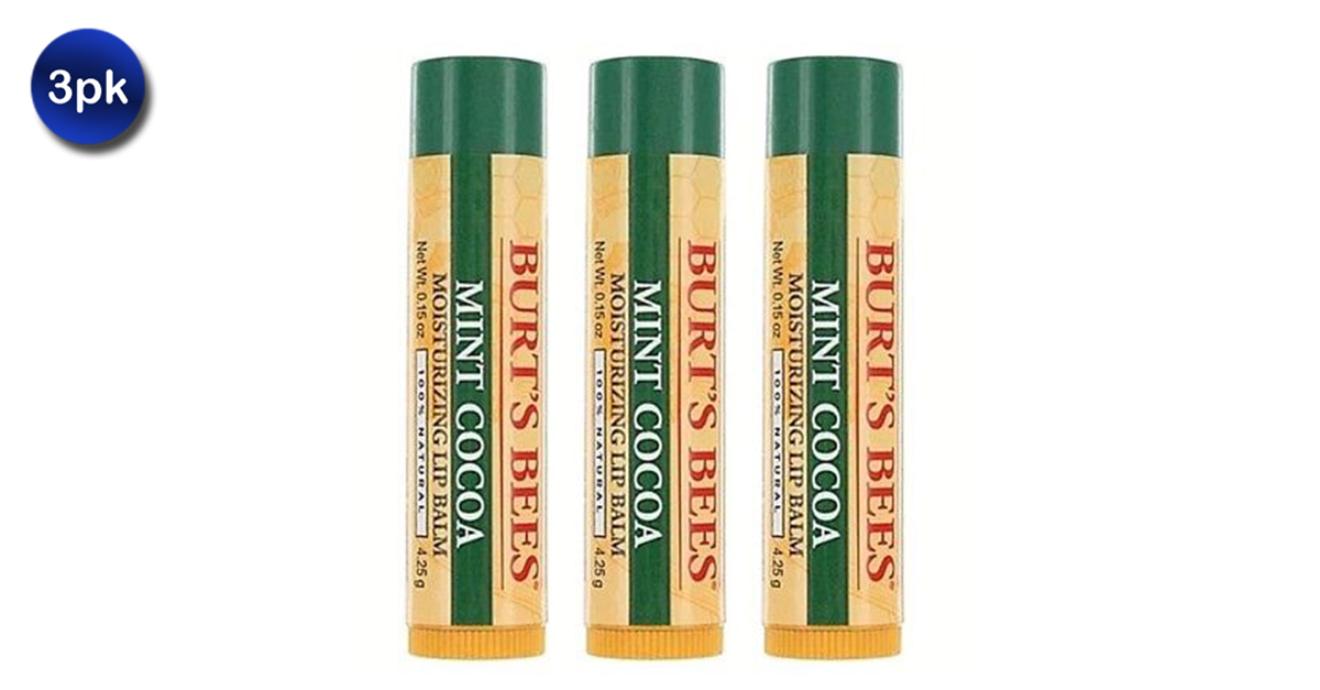 3 Pack Burt's Bees Mint Cocoa Lip Balm