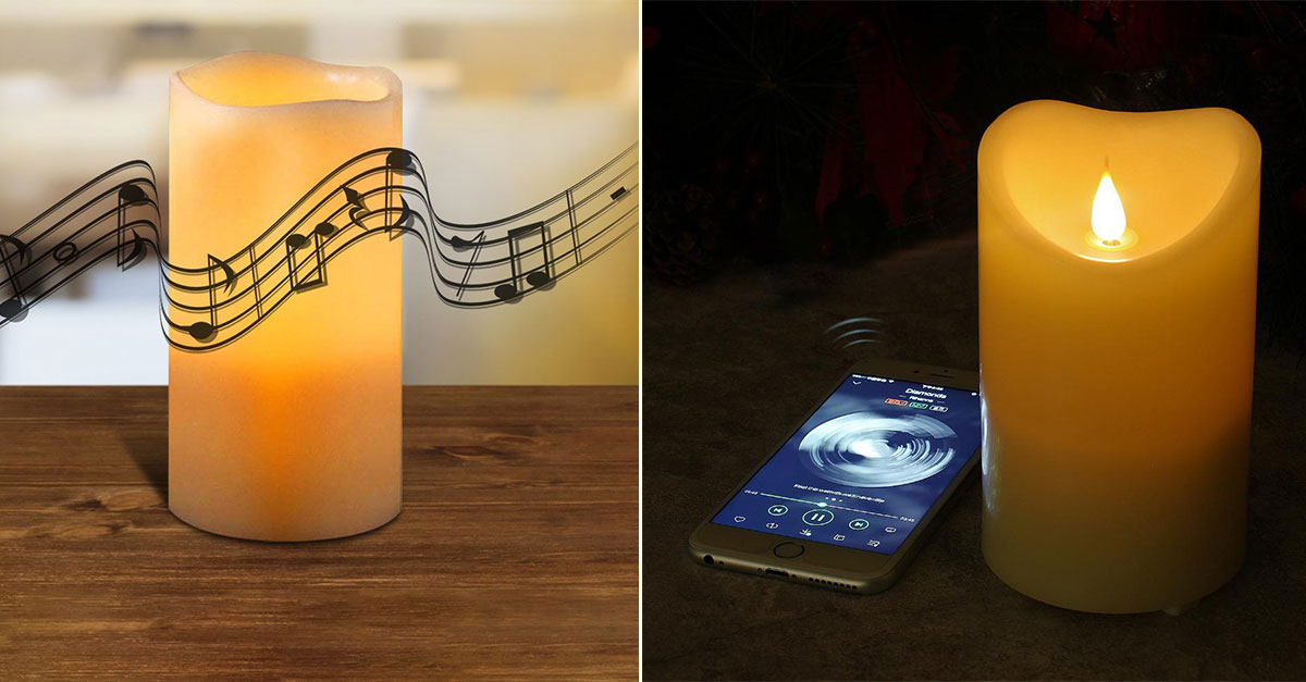 LED Wax Candle With BuiltIn Bluetooth Speaker