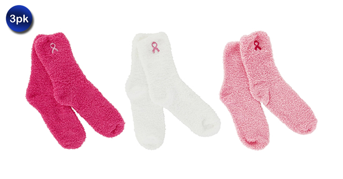 3 Pack Breast Cancer Awareness Cozy Warm Socks
