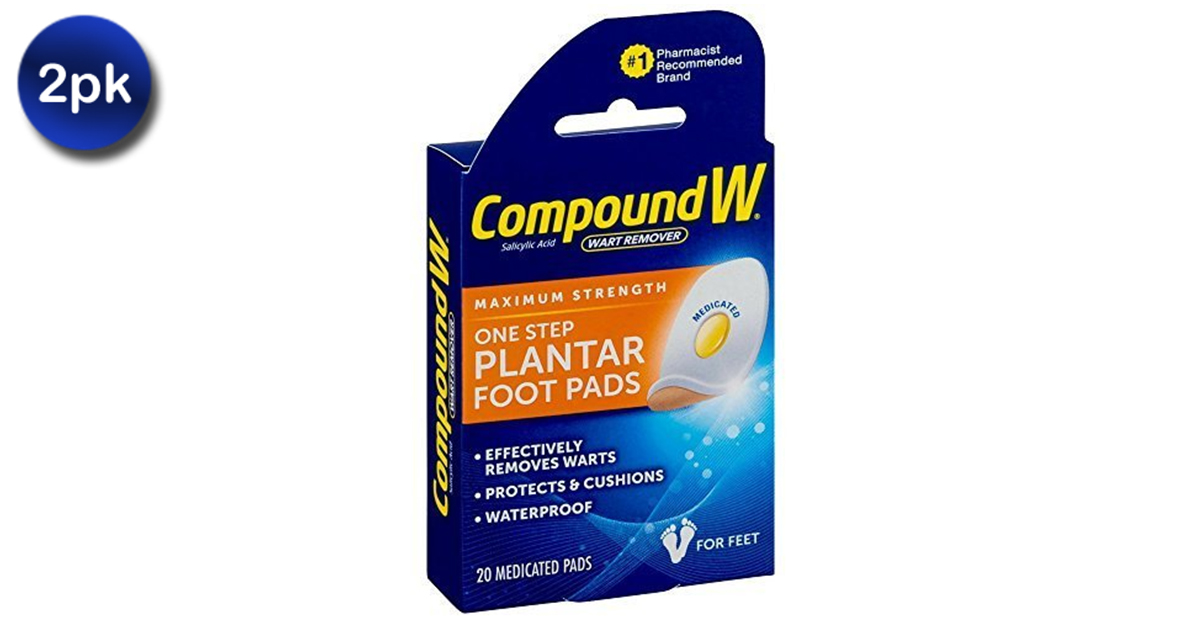 2 Pack: 20 Compound W One Step Plantar Foot Pads