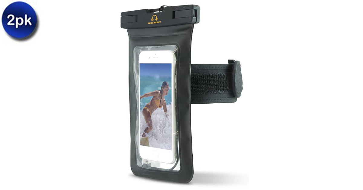 2 Pack Waterproof Cell Phone Dry Bag with Armband