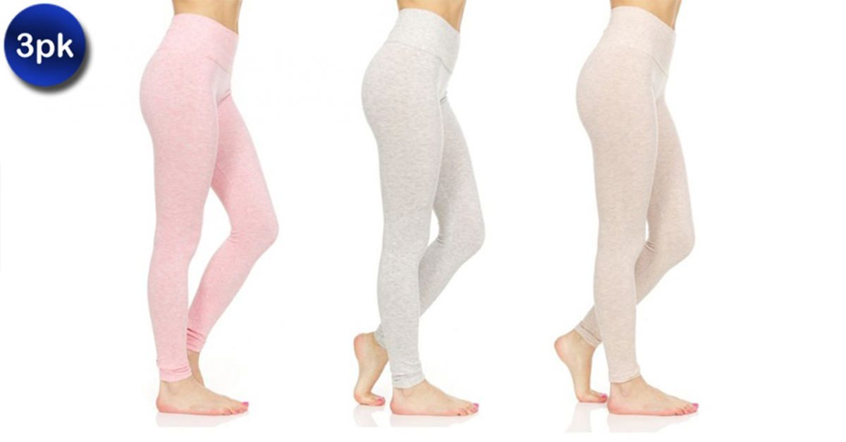 3 Pack Women's Marled Tummy Control Slimming Leggings