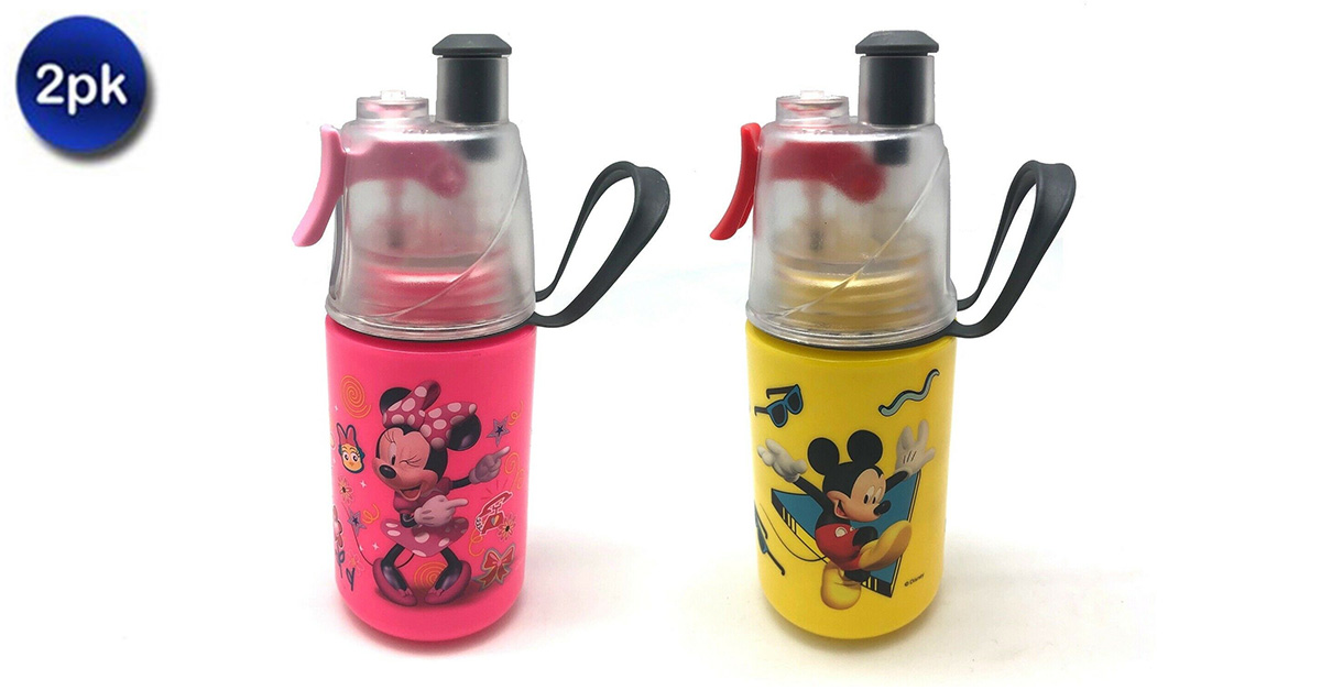 2 Pack O2COOL Mist 'N Sip Kids Squeeze Misting Water Bottle 12 oz
