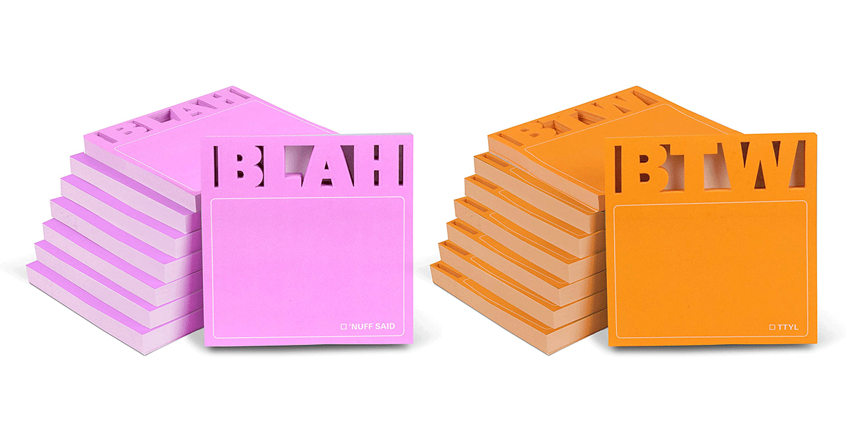 8 Count Knock Knock BTW & BLAH Die Cut Sticky Notes