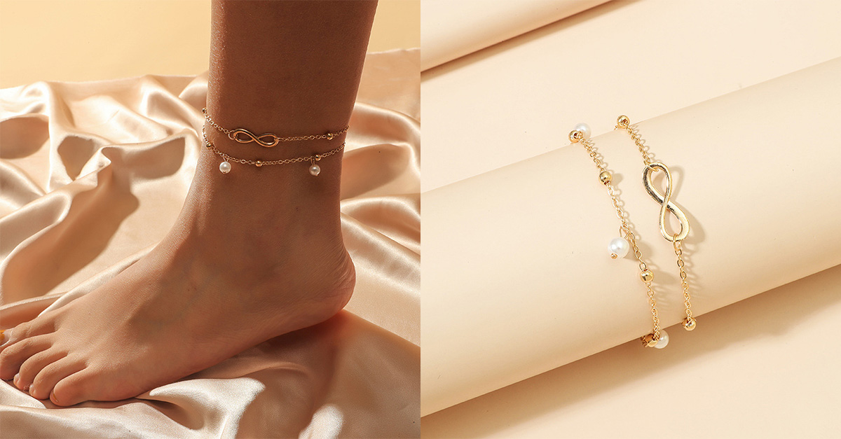 18K White Gold Plated Infinity Love Summer Anklet