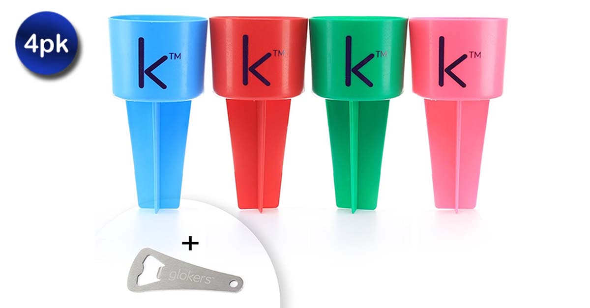 4 Pack Sand Spike Beach Drink Holders with Bottle Opener