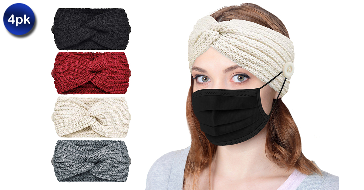 4 Pack Women's Warm Winter Headbands 3 Options