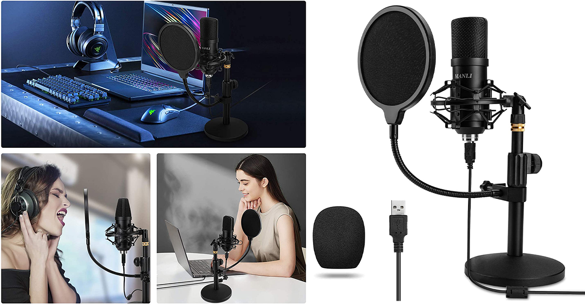 Professional Studio Condenser Computer PC Microphone Kit with Mount