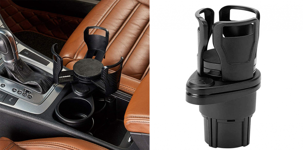 2in1 Car Cup Holder Adapter with Adjustable Size Extender