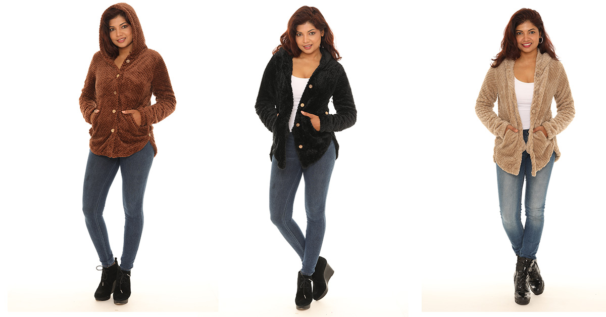 Sherpa Button Up Jacket with Hood