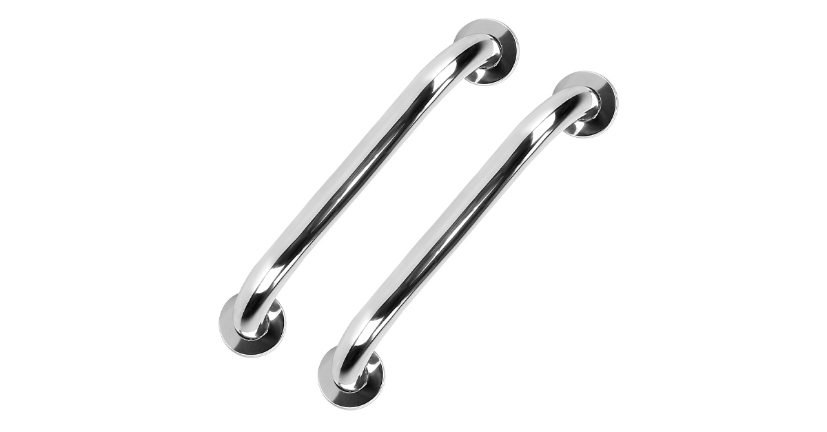 2Pcs 11.8in Sturdy AntiSlip Stainless Steel Bath Shower Grab Bar