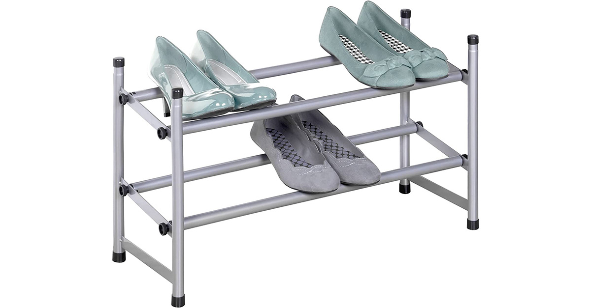 Telescoping Stackable and Expandable Standing 2Tier Shoe Rack 10Pair