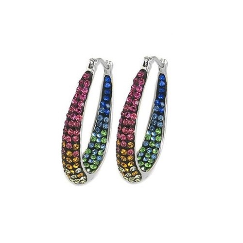 18kt White Gold Multi Color Hoop Earrings