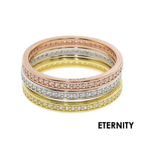 Sterling Silver TriColored Stackable Rings 10 Styles