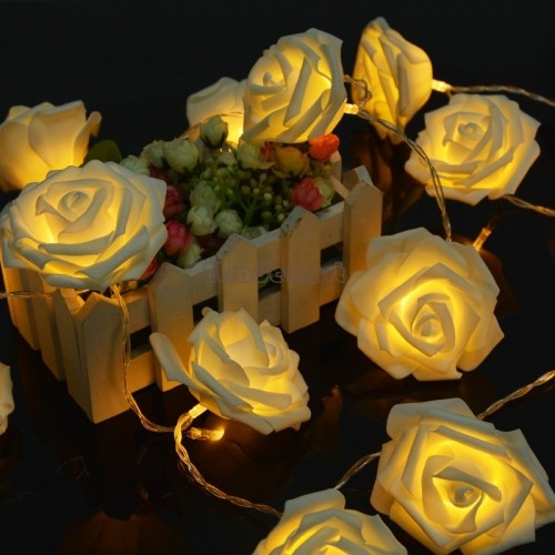 Warm White Rose Flower Fairy Lights