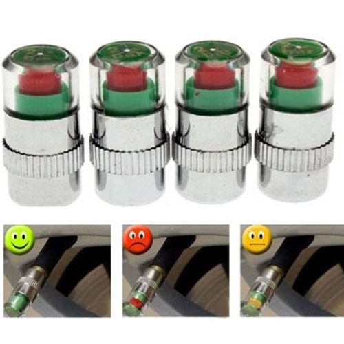 4Piece Tire Pressure Indicator Valve Caps