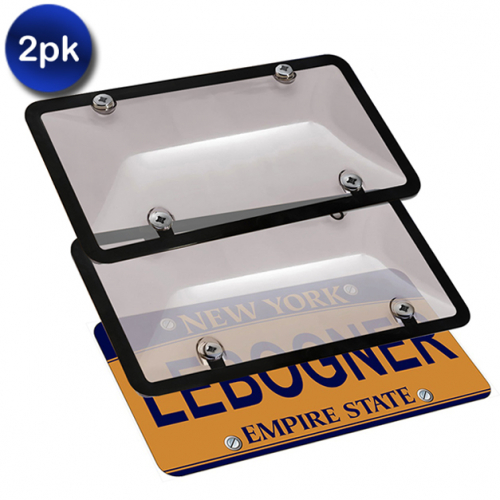 2 Pack Tinted License Plates Cover With Frame