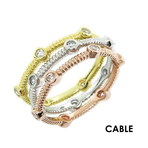 Sterling Silver TriColored Stackable Rings 10 Styles