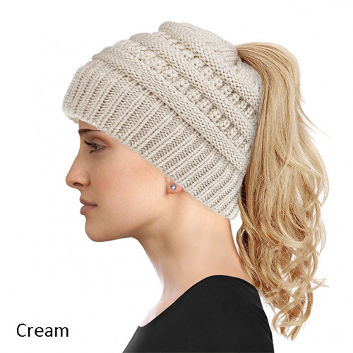 Women's soft knit ponytail hat Clearance