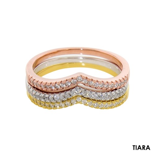 Sterling Silver TriColored Stackable Rings 10 Styles