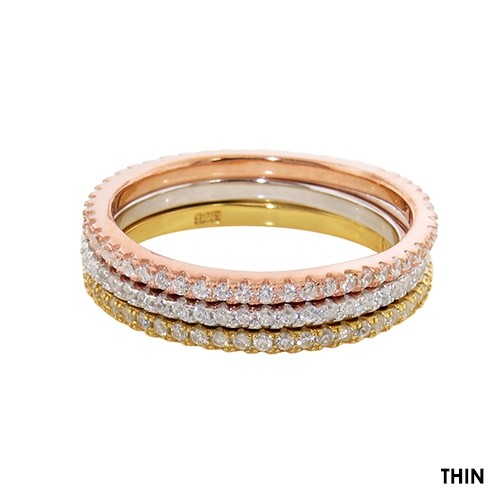 Sterling Silver TriColored Stackable Rings 10 Styles